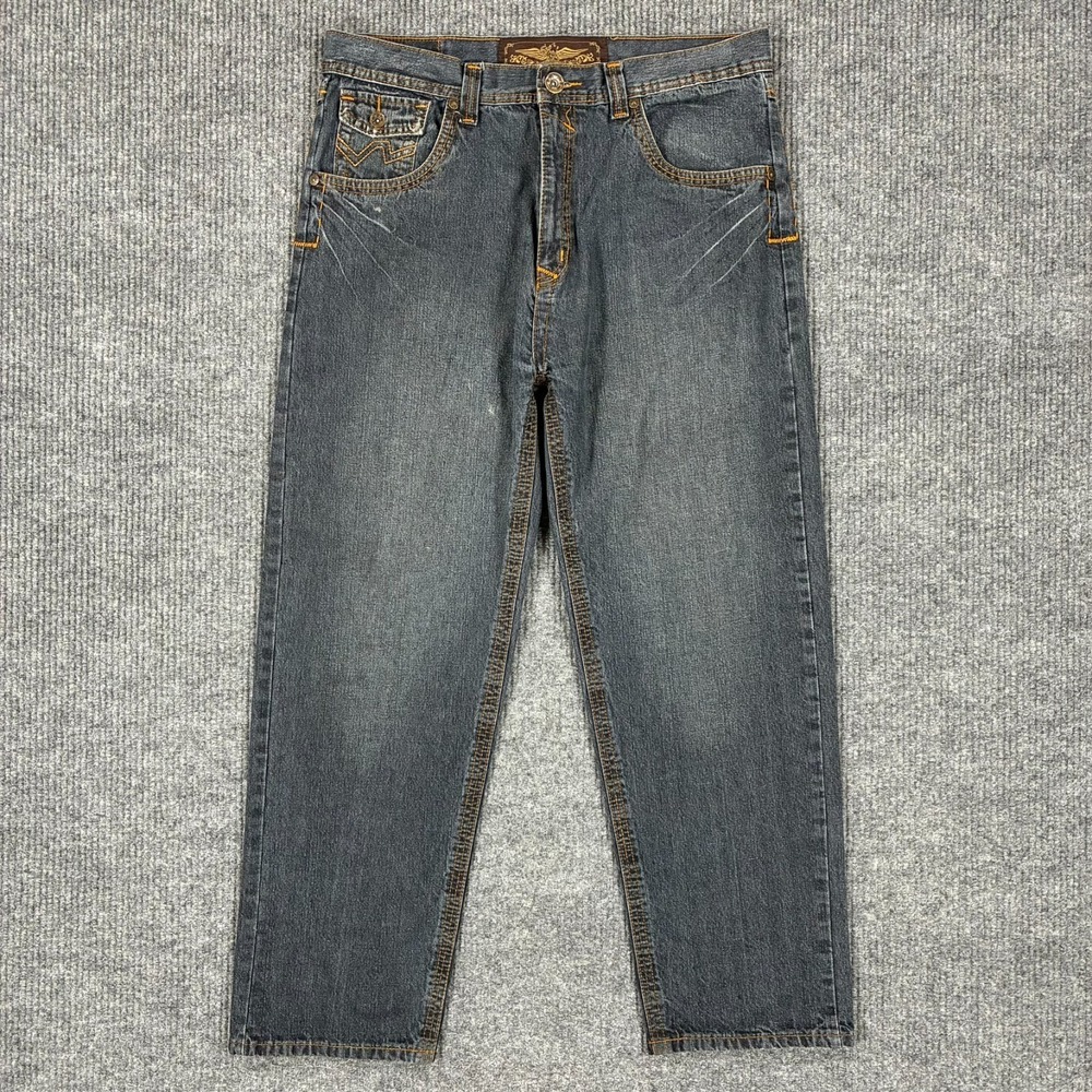 NBN Gear Mens Straight Jeans Size 38x32 Blue Wash Denim Cotton High Rise